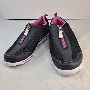Propet Women's 7 TravelActiv Athletic Zip Up Sneakers Black Pink WAT005M